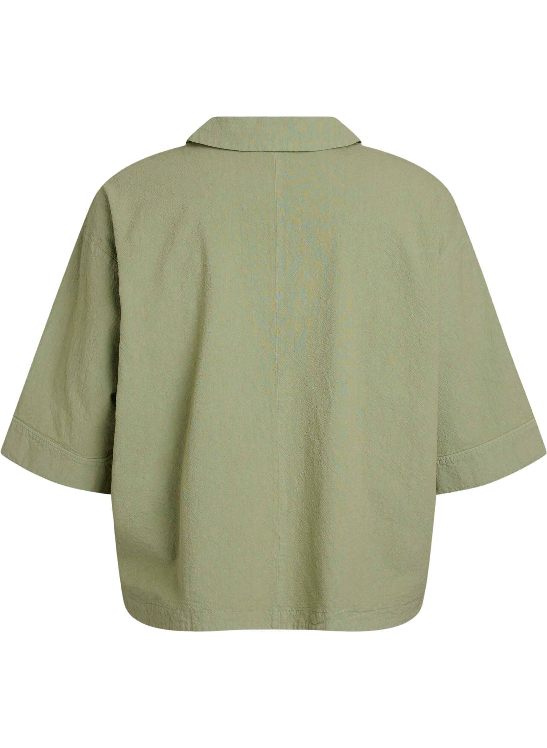 Zizzi Blouse ample avec col et manches 1/2, Vert, Packshot image number 1