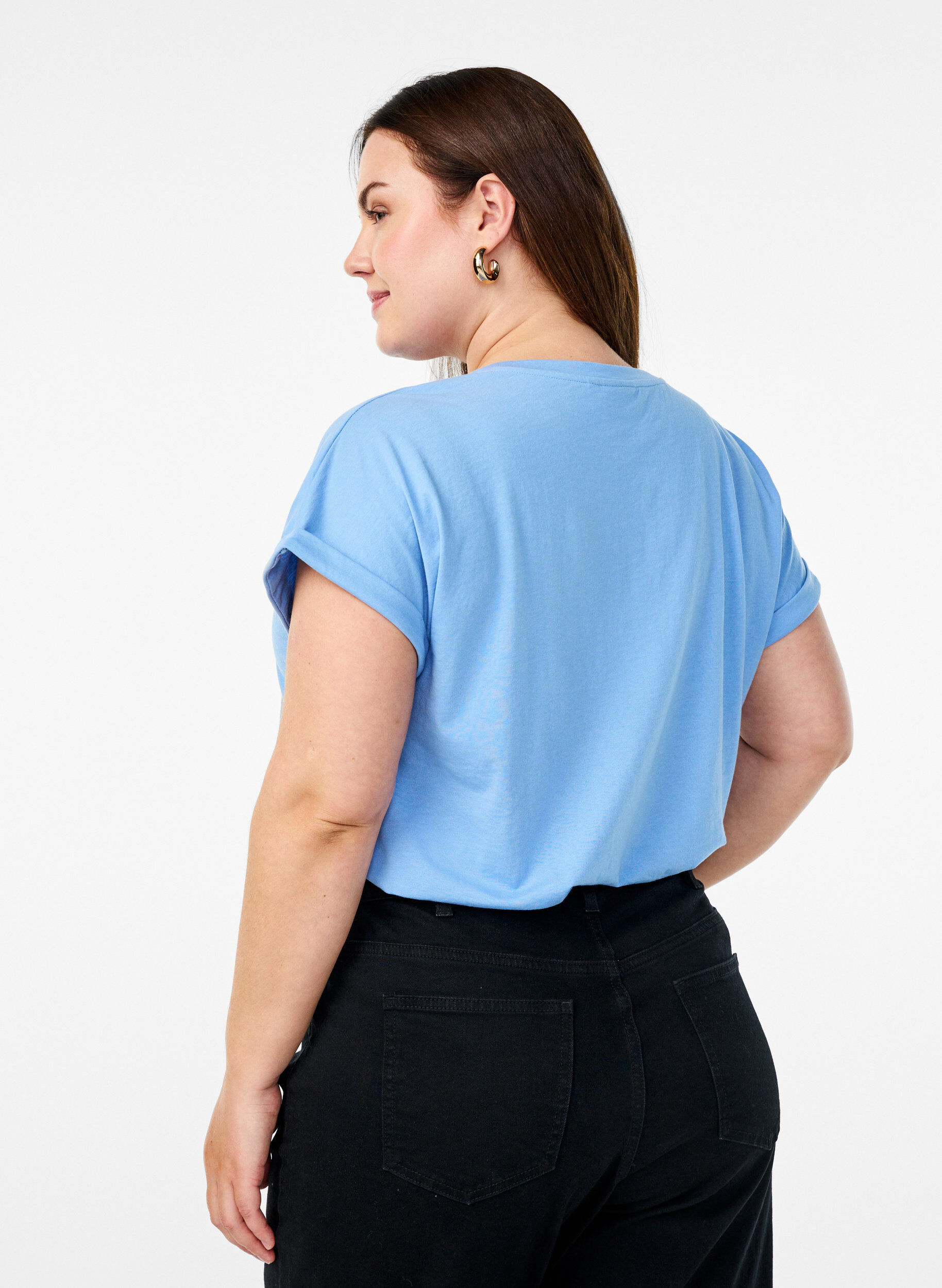 Zizzi Lot de deux t-shirts &agrave; manches courtes, Bleu Clair, Model image number 2