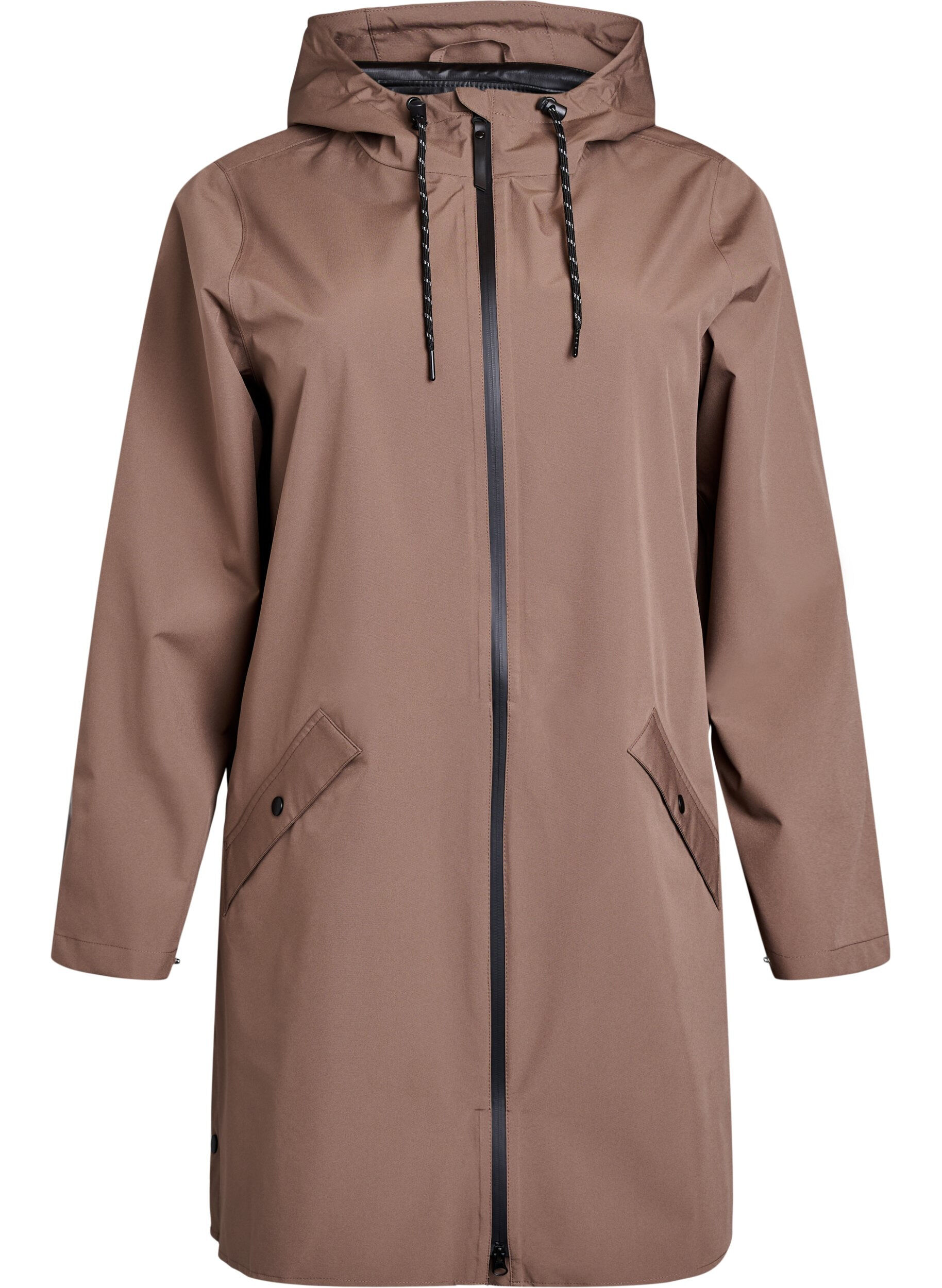 ZizziVeste de pluie avec poches et capuche, Marron, Packshot image number 0