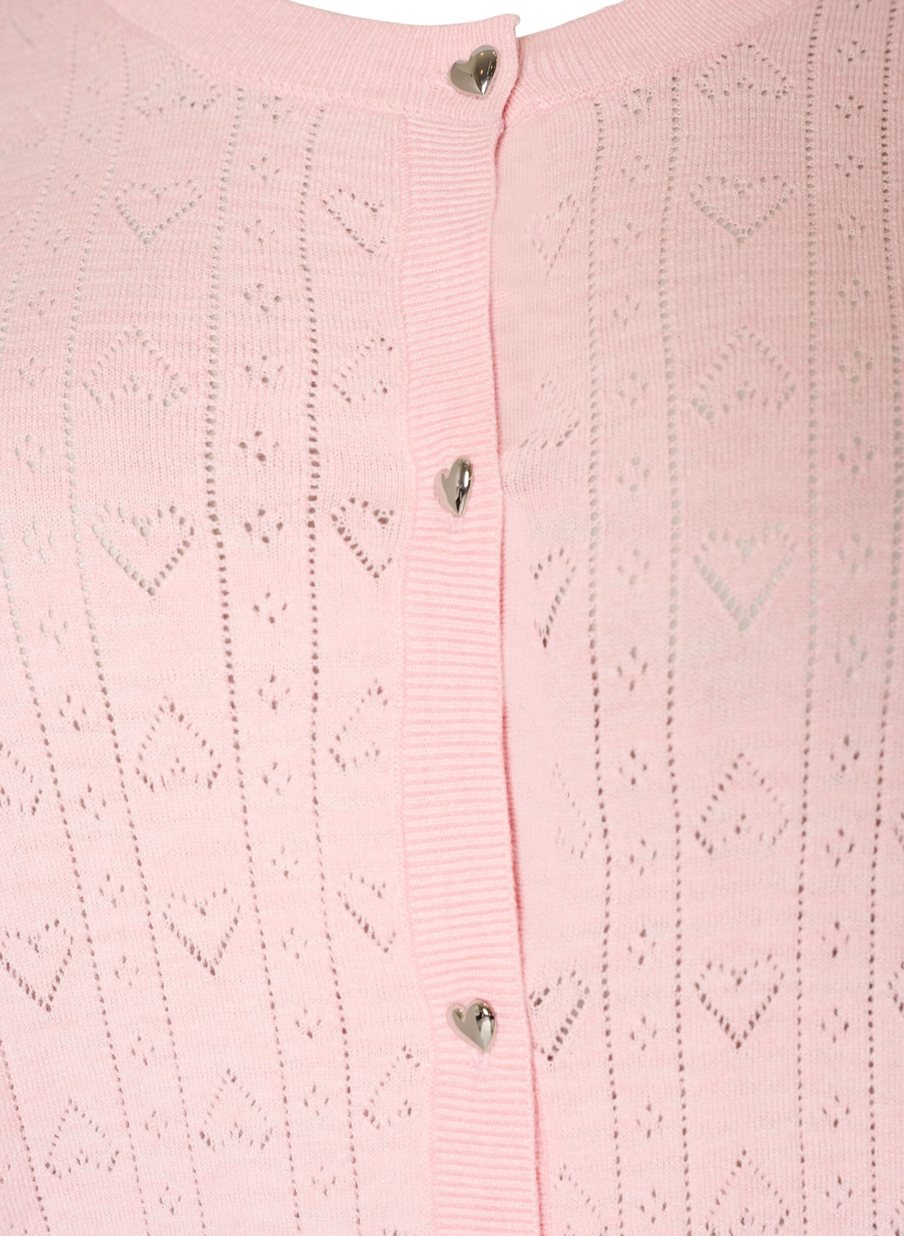 ZizziCardigan en maille avec broderie ajour&eacute;e en forme de c&oelig;ur, Rose, Packshot image number 2