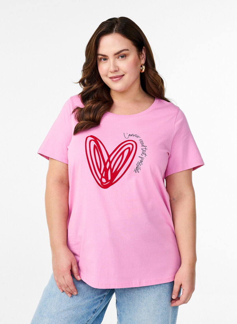 T-shirt en coton avec motif, Begonia P. w. Heart, Model image number 0