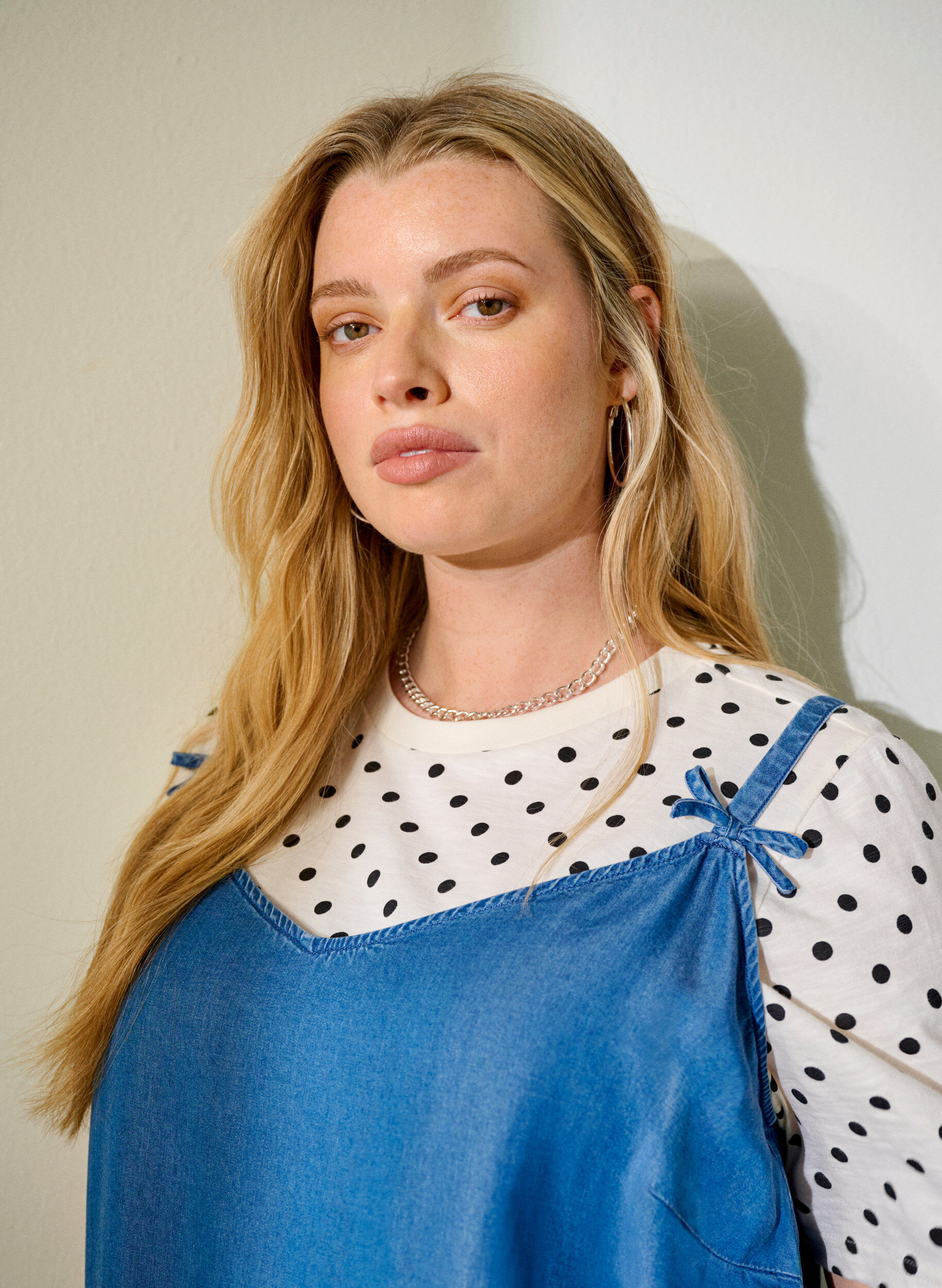 Zizzi T-shirt en coton &agrave; pois, Vanille, Image image number 0