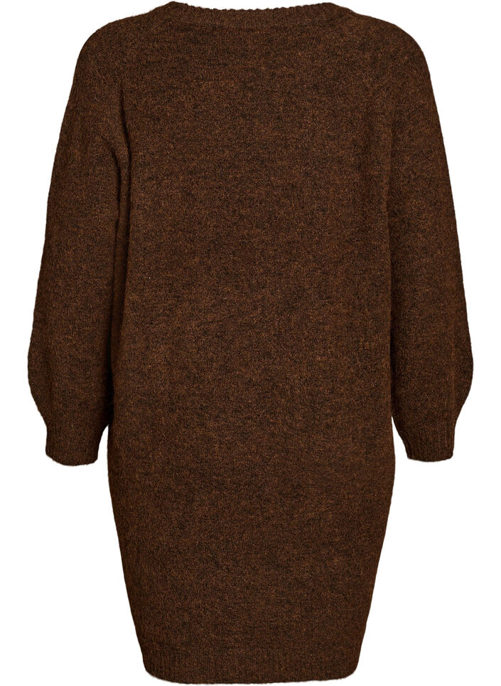 Robe pull avec grande fleur appliqu&eacute;e, Marron, Packshot image number 1