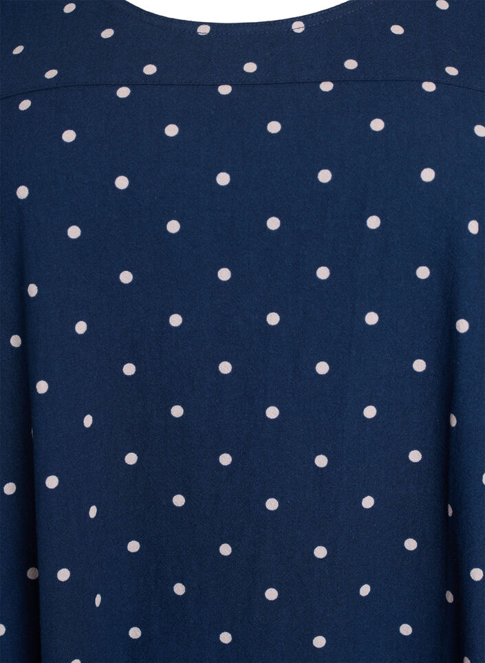 Robe courte en coton avec manches 3/4 et poches, Bleu, Packshot image number 2
