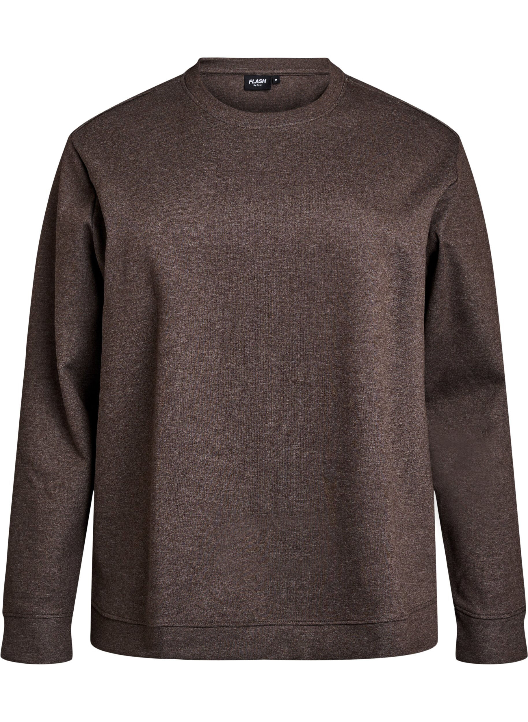 ZizziSweat-shirt &agrave; col ras du cou, Marron, Packshot image number 0