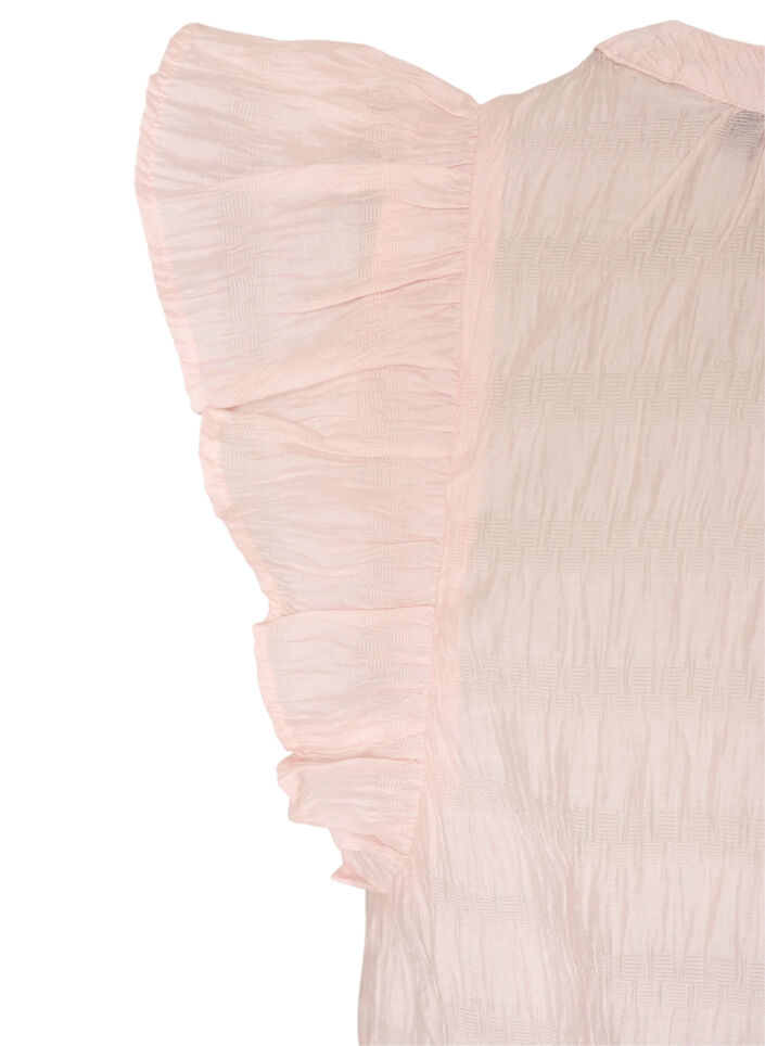 Blouse sans manches textur&eacute;e avec volants, Rose, Packshot image number 3