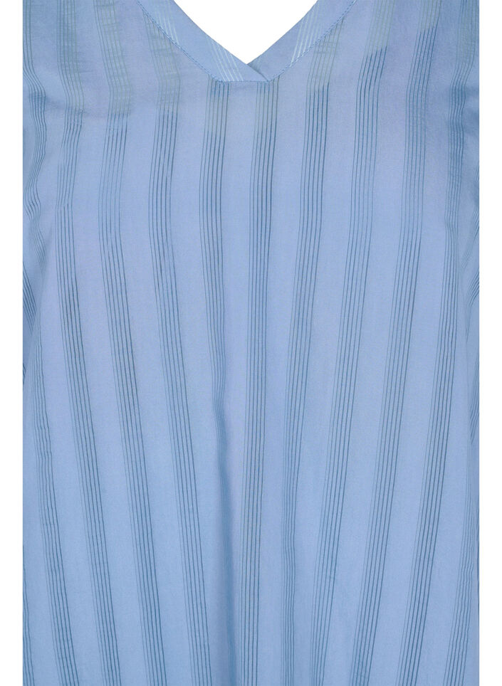 Robe en viscose avec manches 3/4 et col en V, Coronet Blue, Packshot image number 2