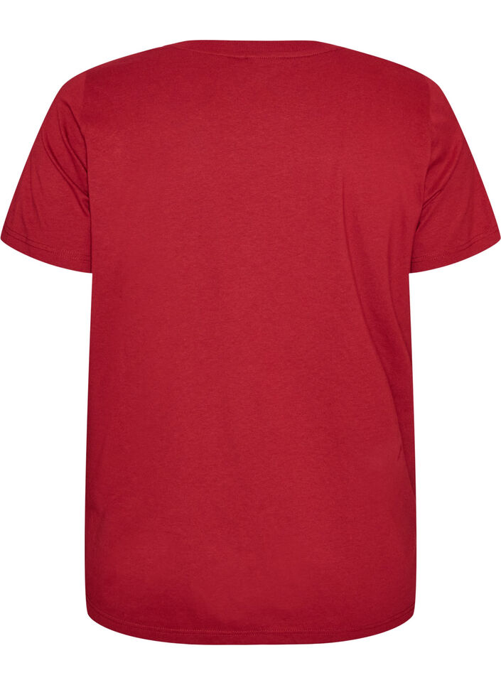 T-shirt de No&euml;l en coton bio, Rouge, Packshot image number 1