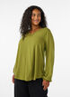 Blouse en viscose avec col en V et manches longues, Vert, Model image number 0