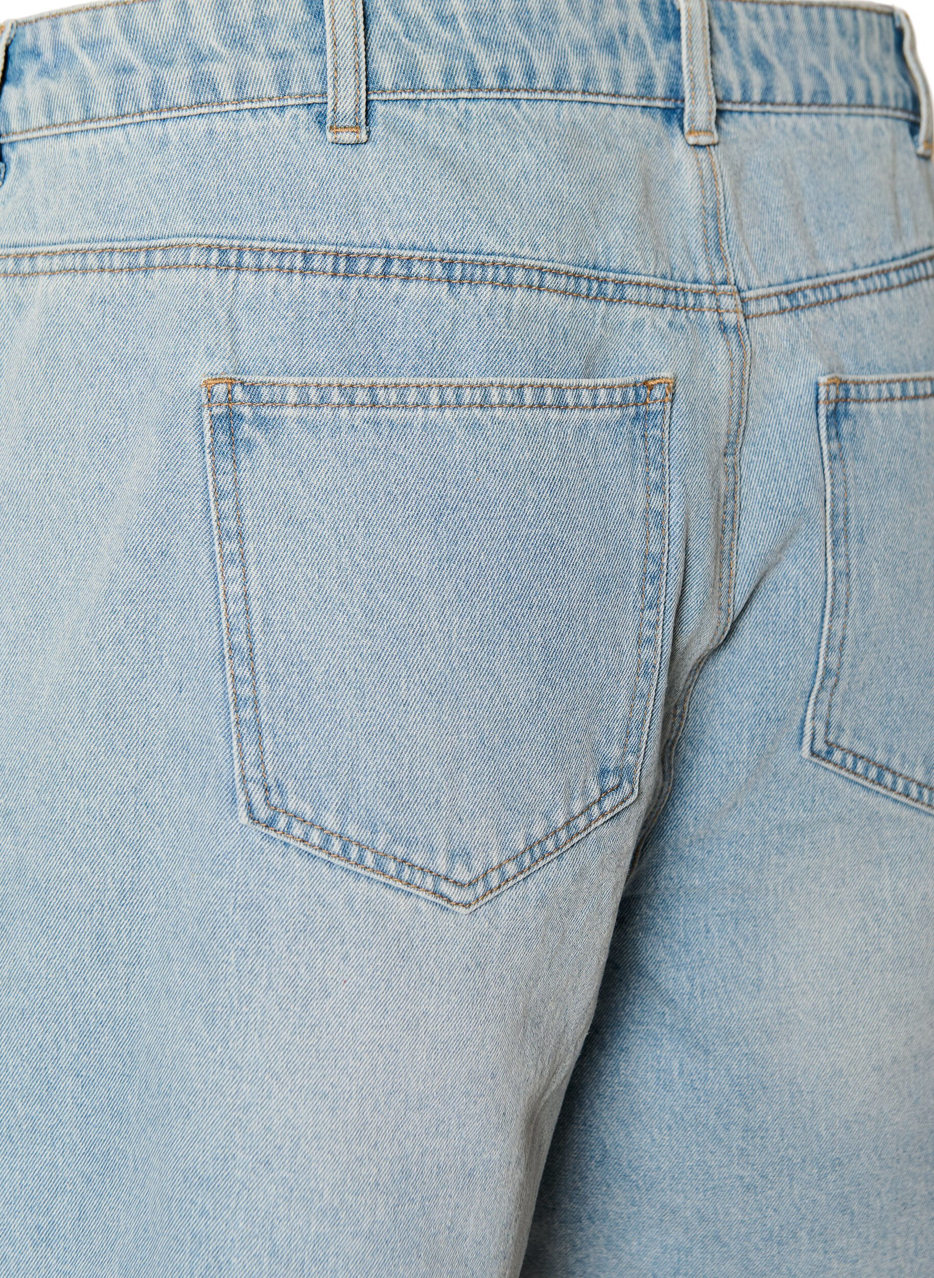 ZizziShort en denim effet portefeuille et taille haute, Bleu Clair, Packshot image number 3