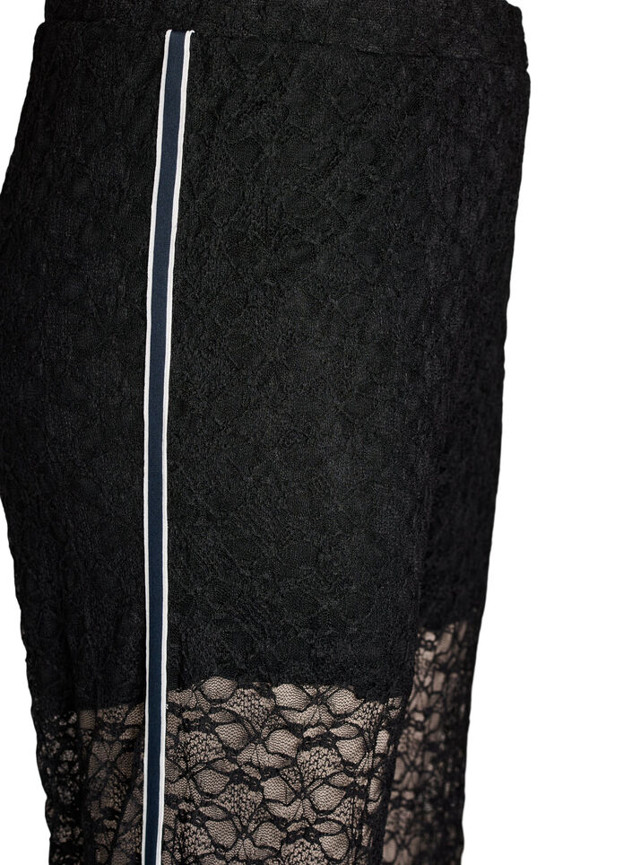 Pantalon &agrave; coupe ample en dentelle transparente, Noir, Packshot image number 3