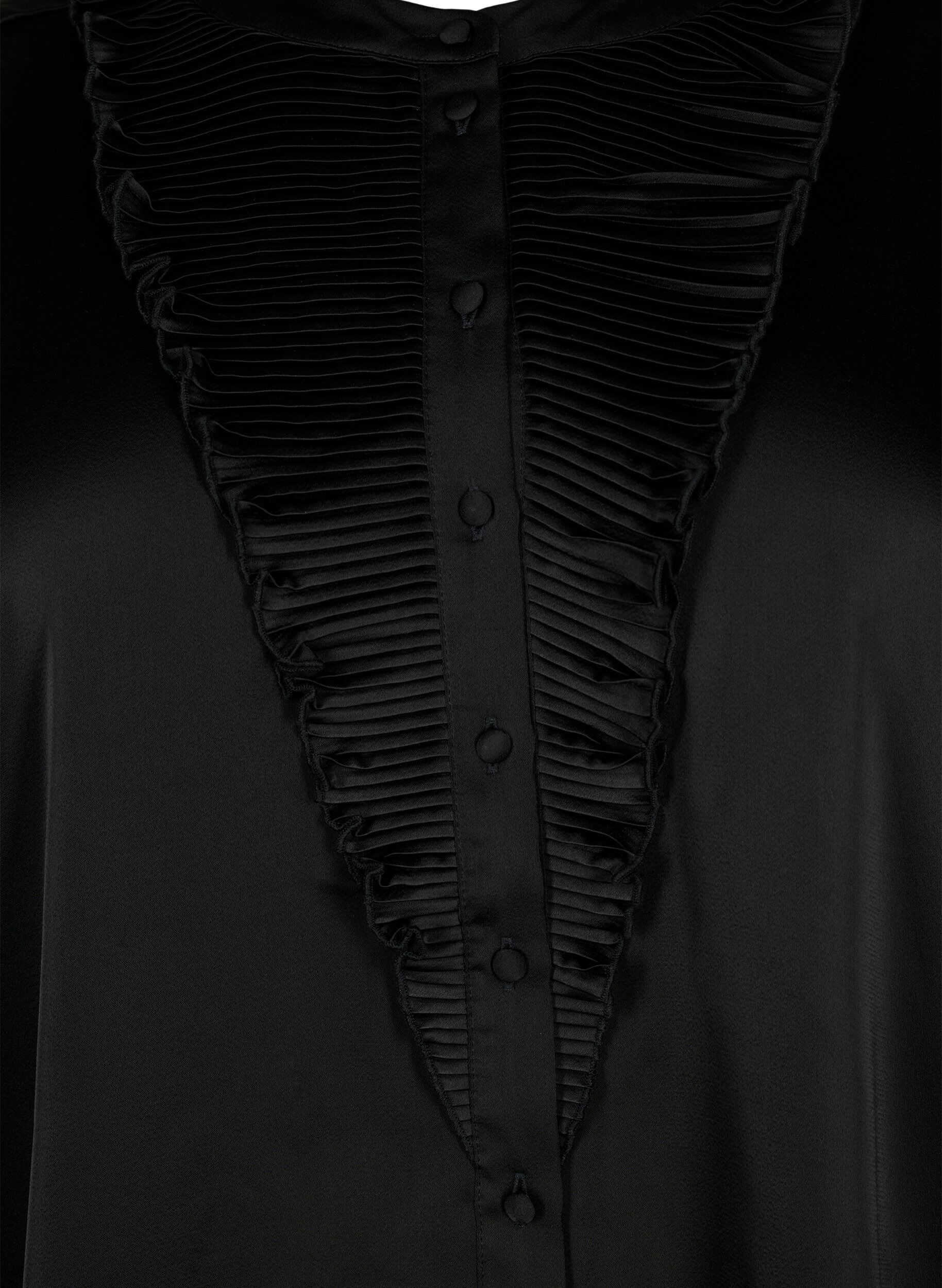 Zizzi Chemisier en satin avec volants, Black, Packshot image number 2