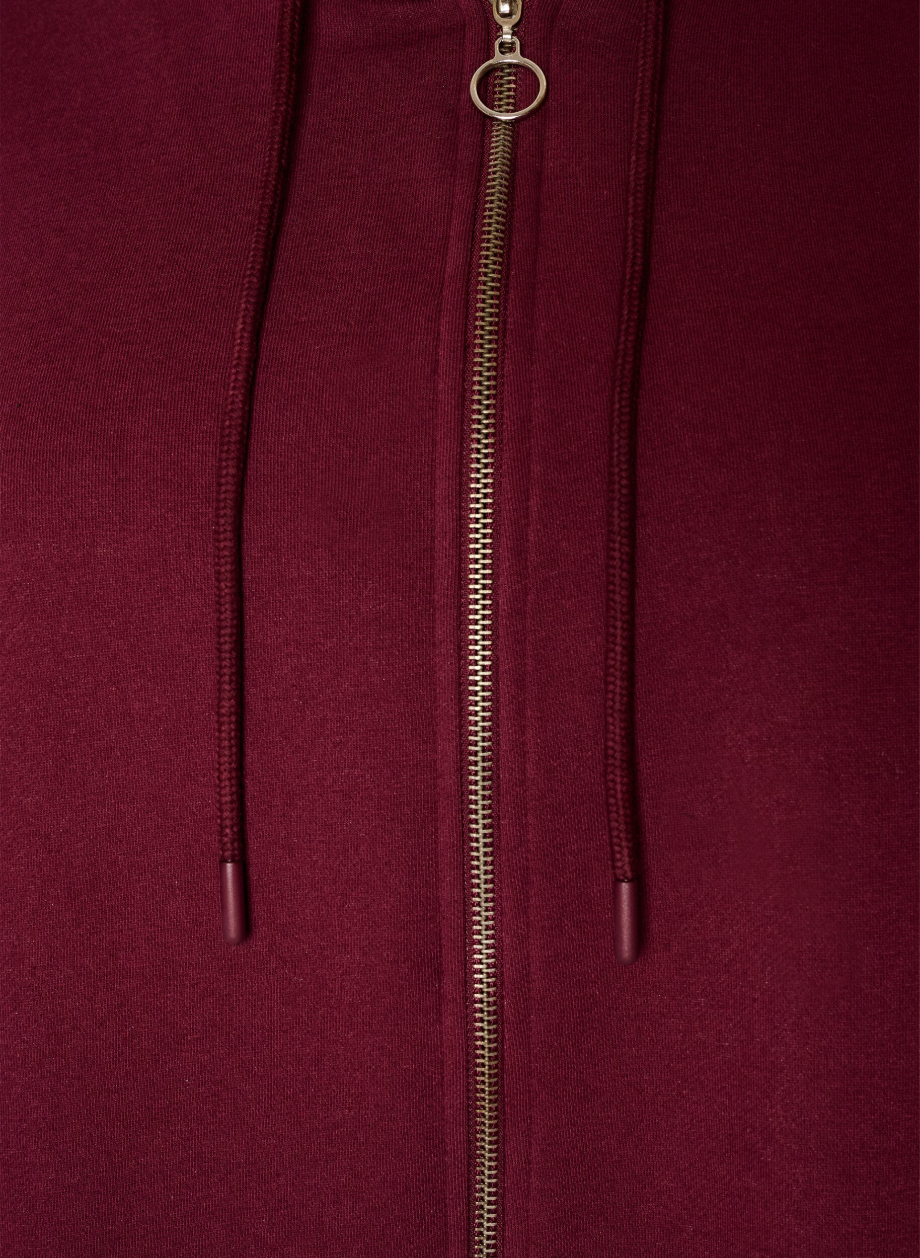 ZizziCardigan long &agrave; capuche avec fermeture &eacute;clair, Bordeaux, Packshot image number 2