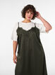 Robe en satin avec dentelle et ourlet asym&eacute;trique, Vert fonc&eacute;, Model image number 2