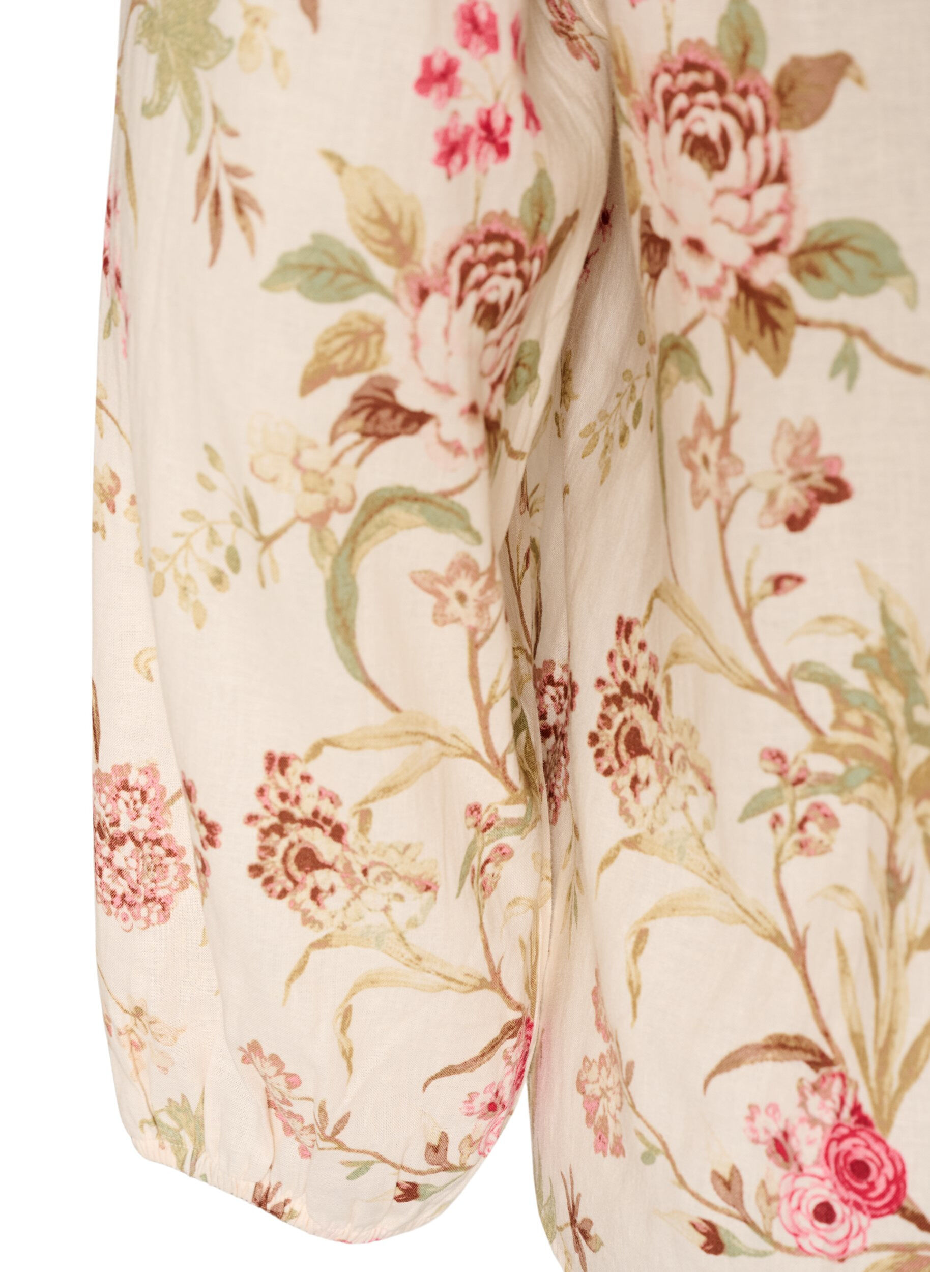 ZizziBlouse fleurie en lin et viscose &agrave; manches longues, Vanille, Packshot image number 3