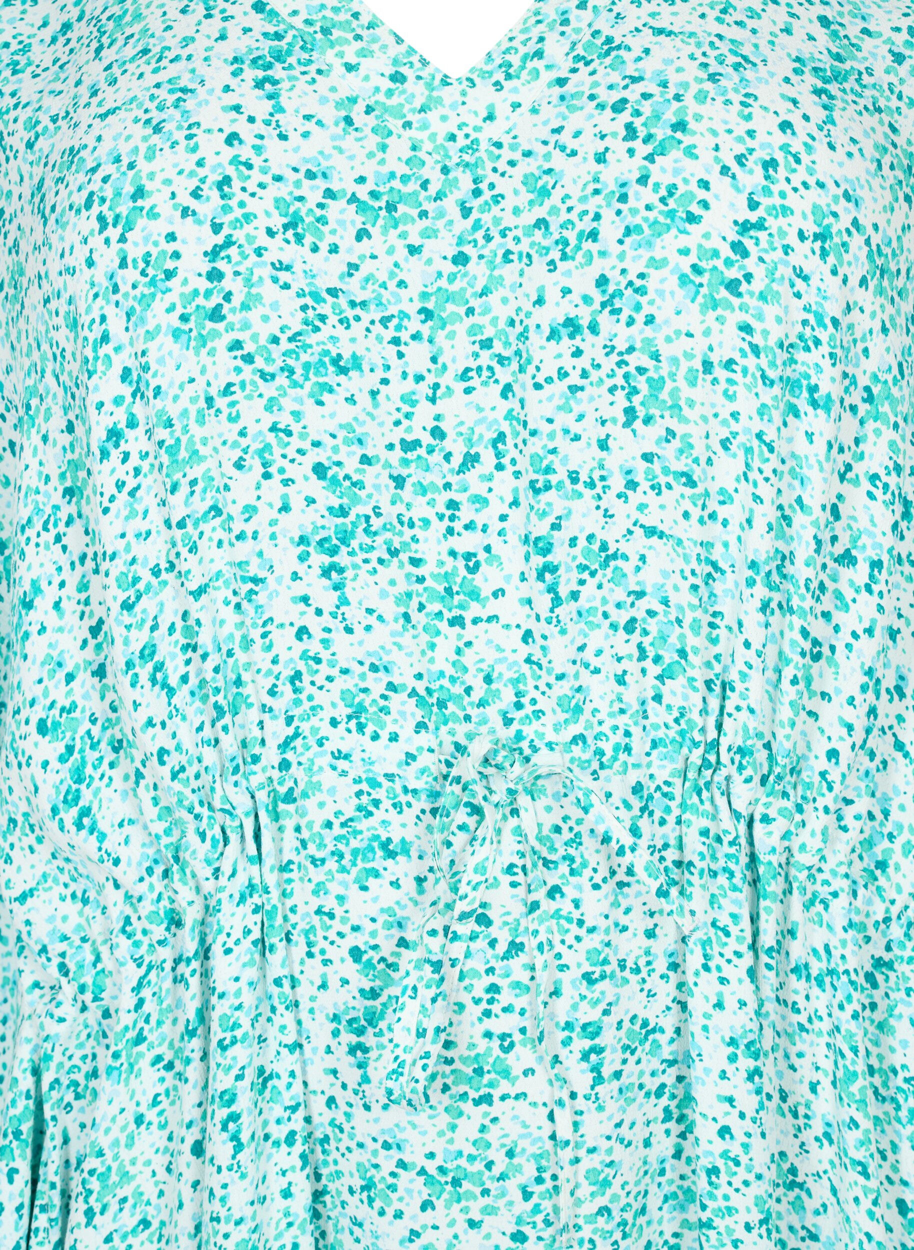 Zizzi Robe caftan en viscose avec imprim&eacute;, Green Dot, Packshot image number 2