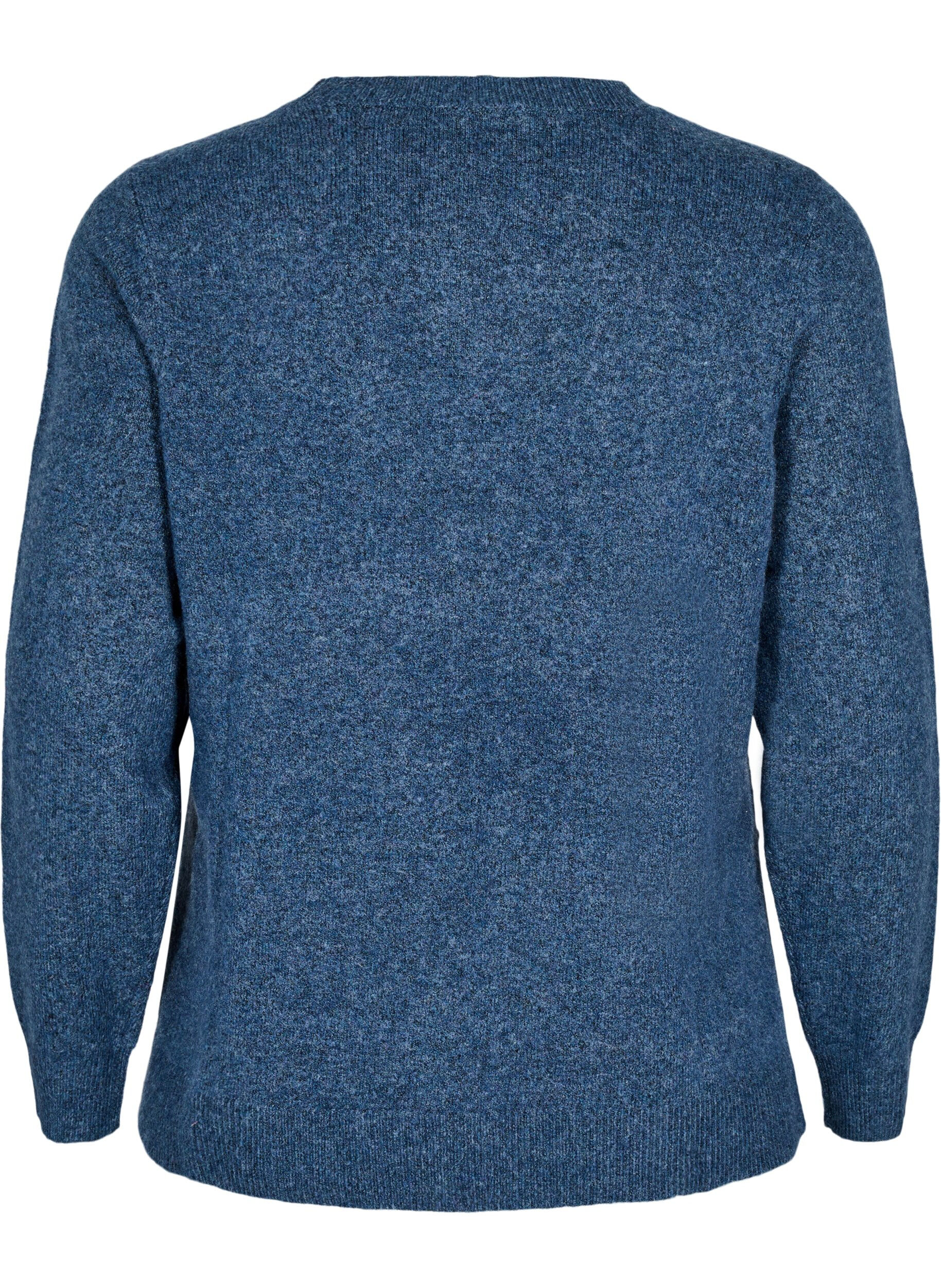 Zizzi Top en maille avec de la laine et des fentes, Bering Sea Mel., Packshot image number 1