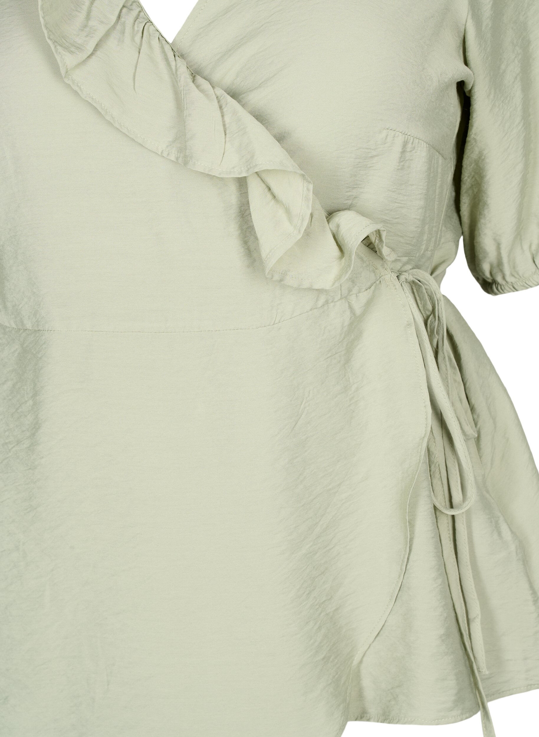 Zizzi Blouse cache-c&oelig;ur en viscose avec manches mi-longues, Seagrass , Packshot image number 2