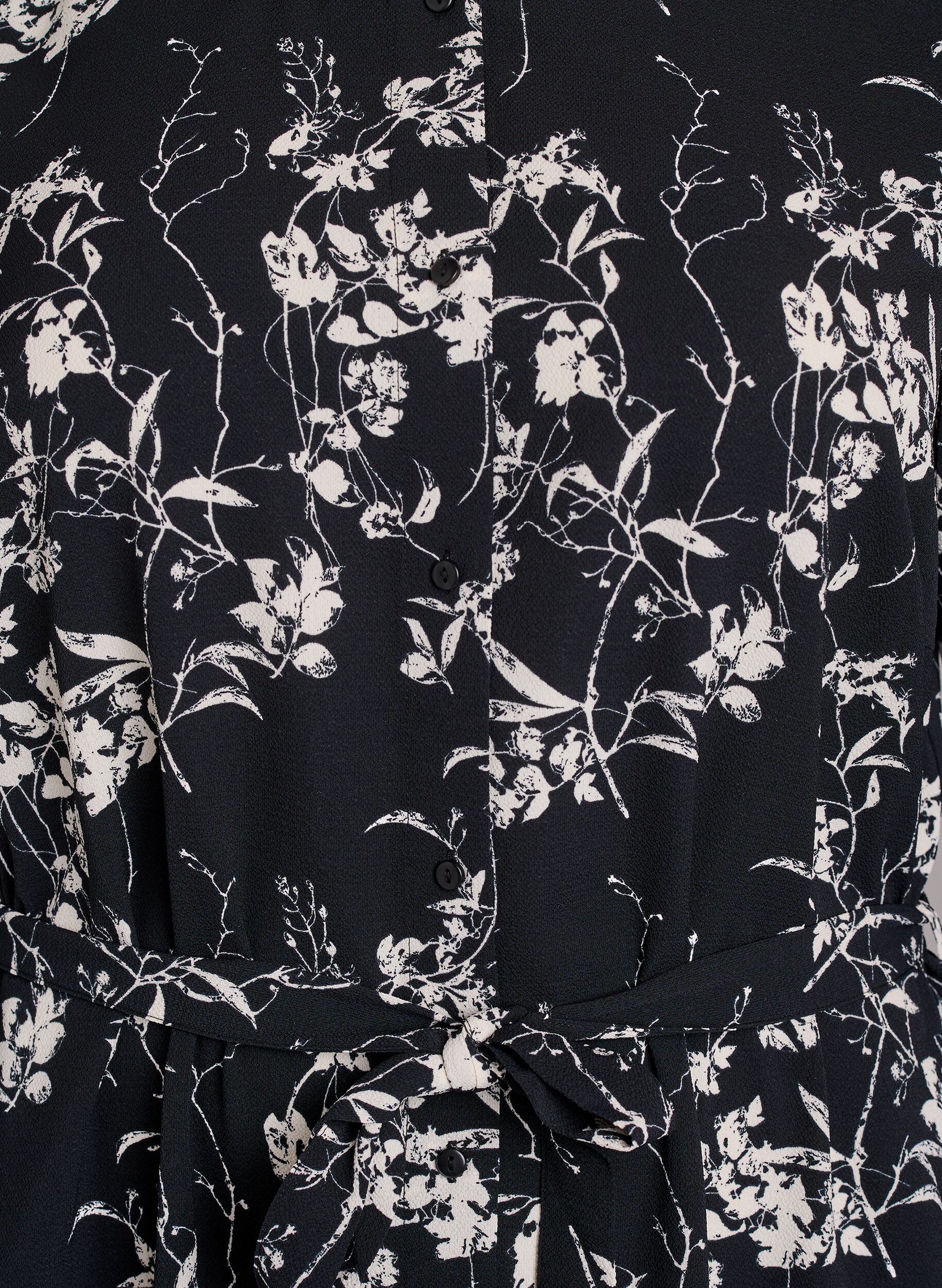 Zizzi Robe chemise &agrave; manches longues avec ceinture &agrave; nouer, Noir, Packshot image number 2