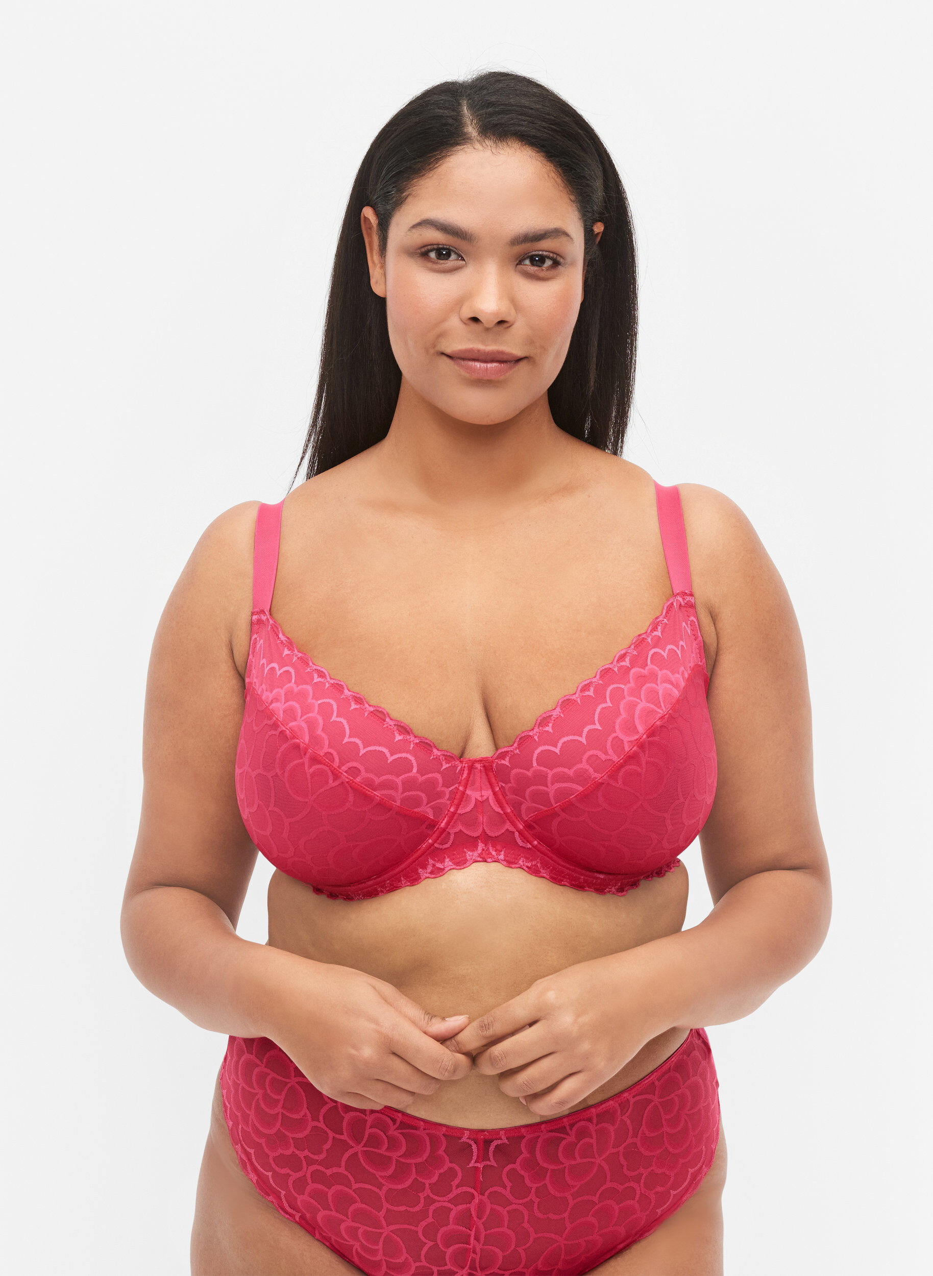 Zizzi Soutien-gorge avec armature et dentelle, Rose, Model image number 0