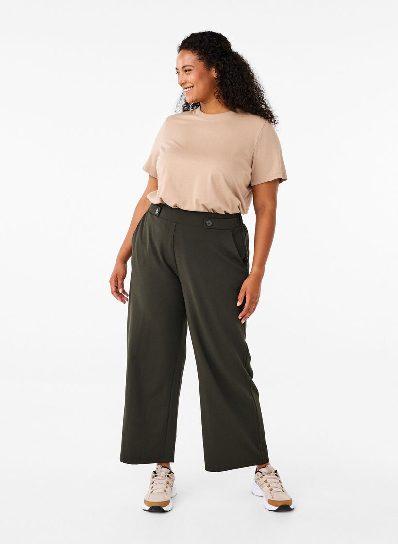Pantalon ample avec poches, Vert foncé, Model image number 0