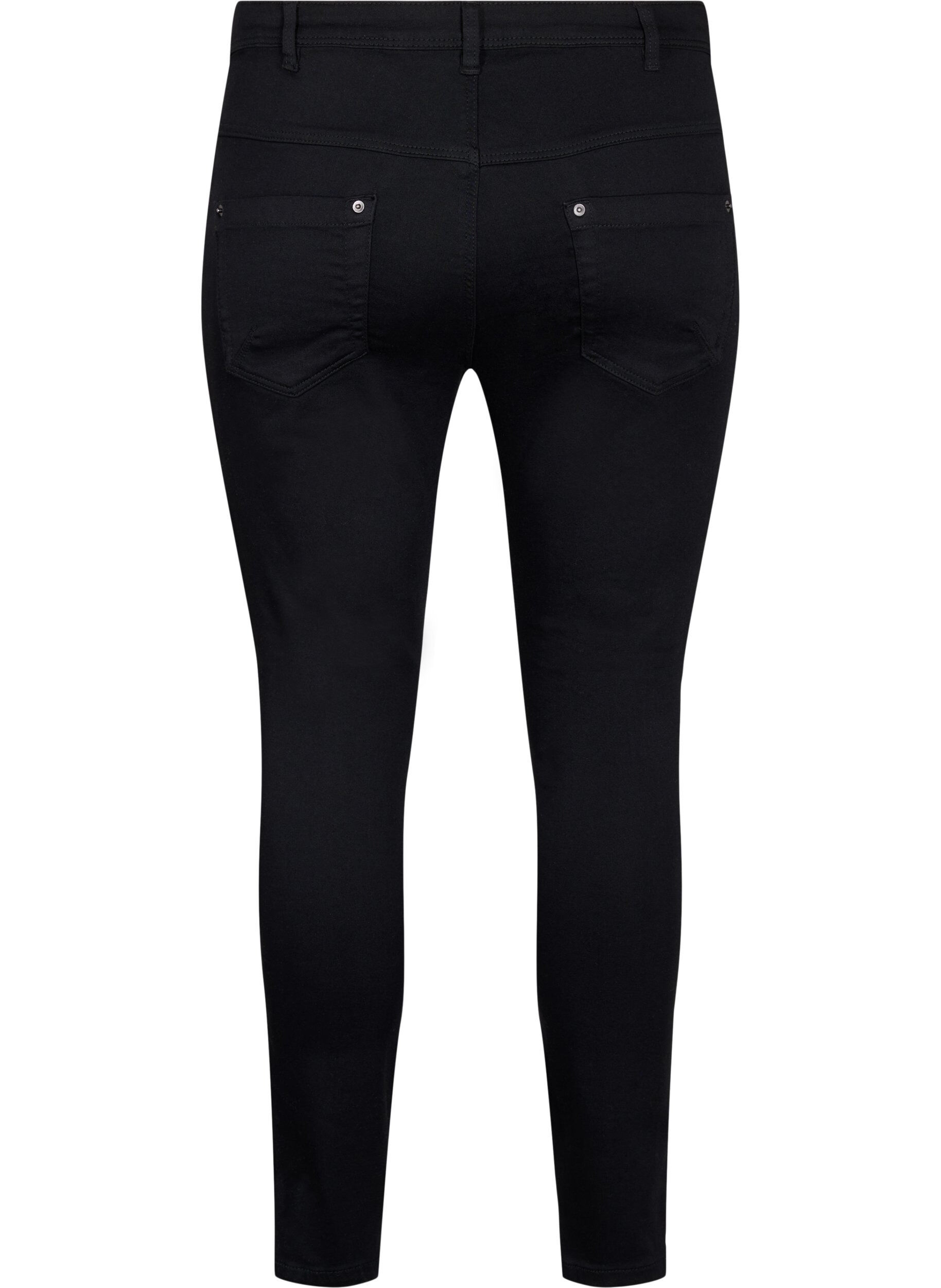Zizzi Jean crop Amy avec d&eacute;tails zipp&eacute;s, Noir, Packshot image number 1