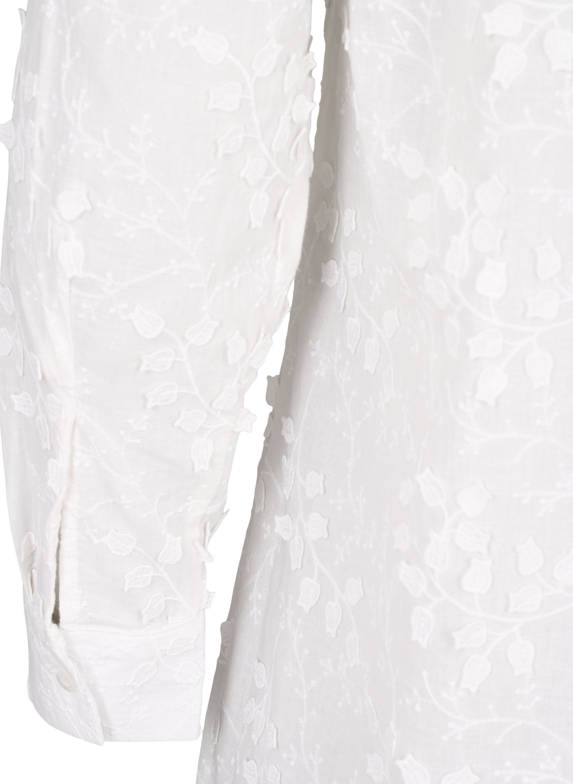 Zizzi Robe chemise avec fleurs brod&eacute;es, Blanc, Packshot image number 4