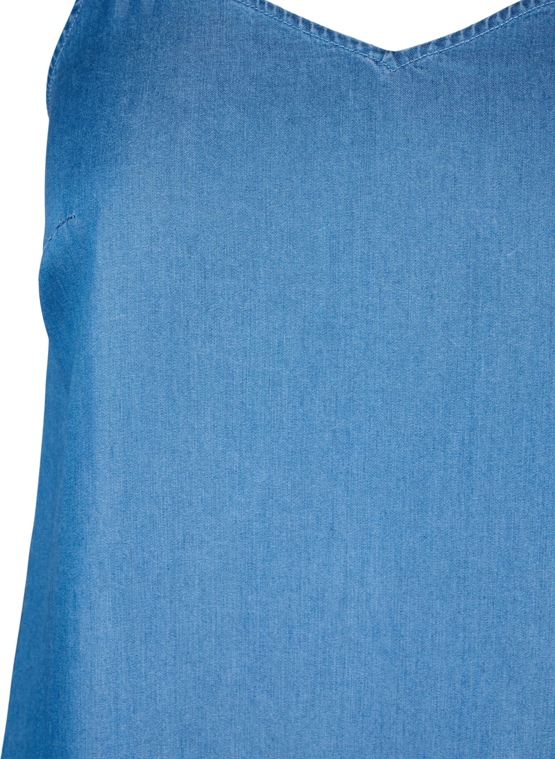 Zizzi Robes en denim midi avec bretelles spaghetti, Bleu, Packshot image number 2