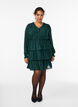 Robe courte &agrave; volants et motif textur&eacute;, Vert fonc&eacute;, Model image number 1