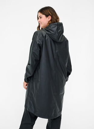 Veste de pluie avec capuche et fermeture boutonnée, Black, Model image number 1