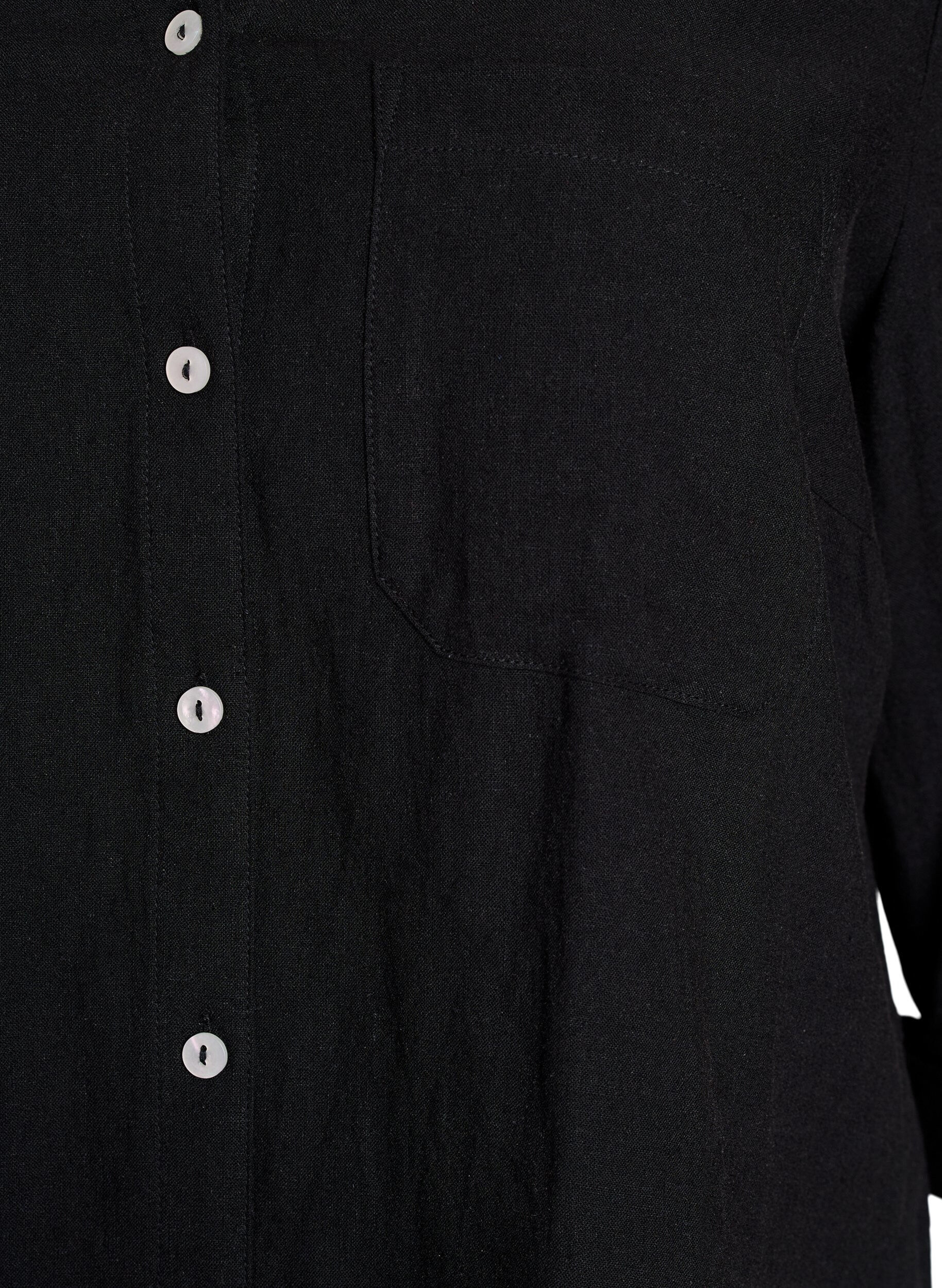 ZizziChemise en lin et viscose avec manches 3/4, Noir, Packshot image number 2