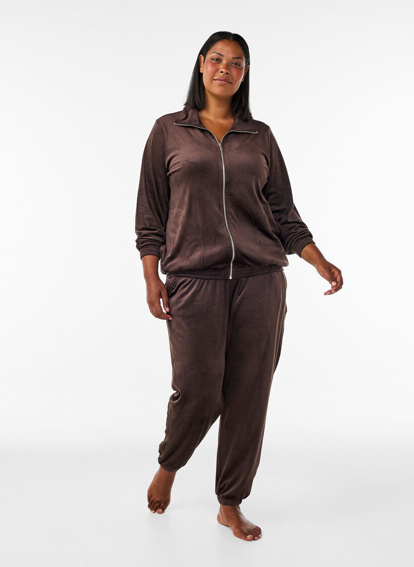 Pantalon ample en velours, Marron, Model image number 0