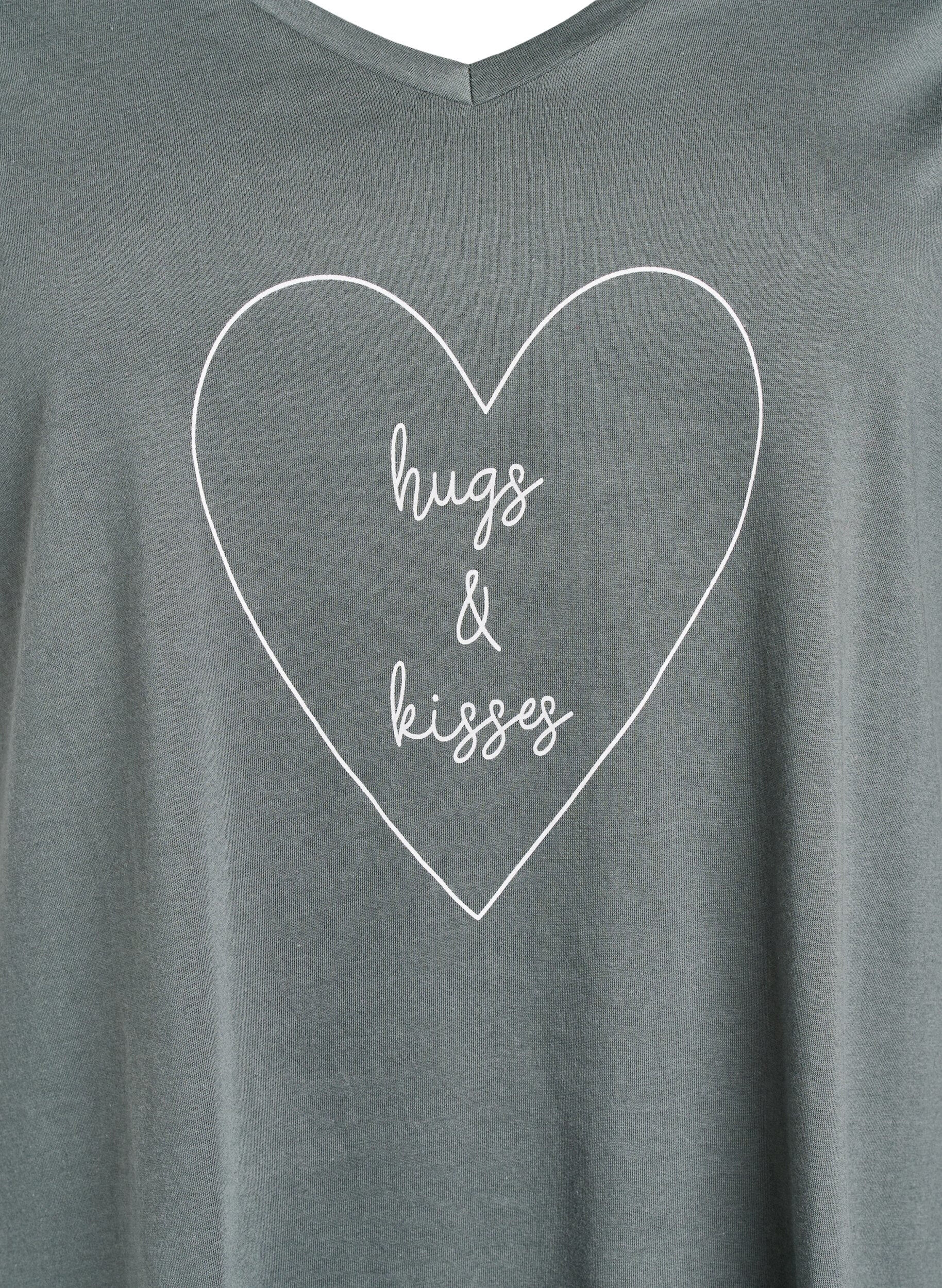 Zizzi Chemise de nuit en coton biologique et &agrave; col en V, , Packshot image number 2