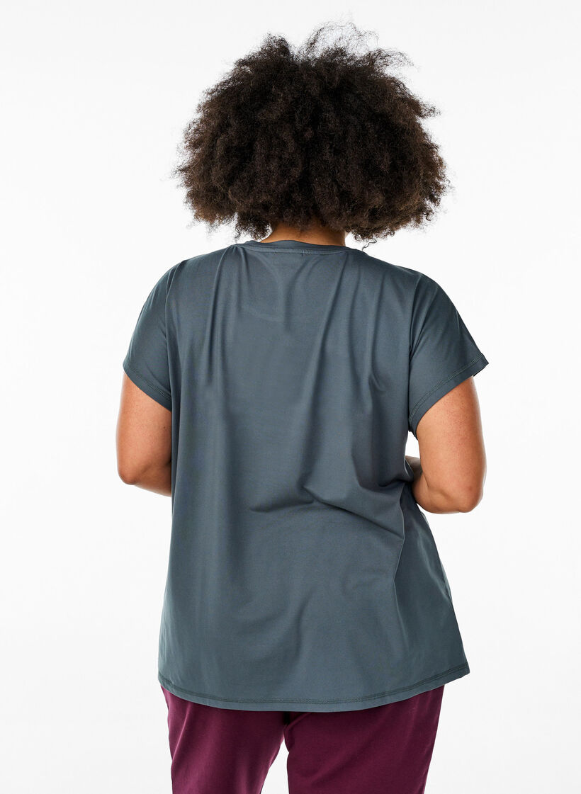 T-shirt de sport couleur unie, Vert fonc&eacute;, Model