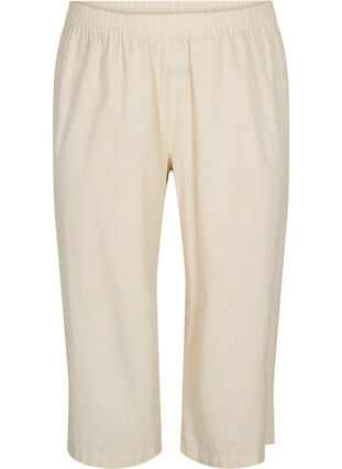 Pantalon 7/8 en coton mélangé avec du lin, Sandshell, Packshot image number 0