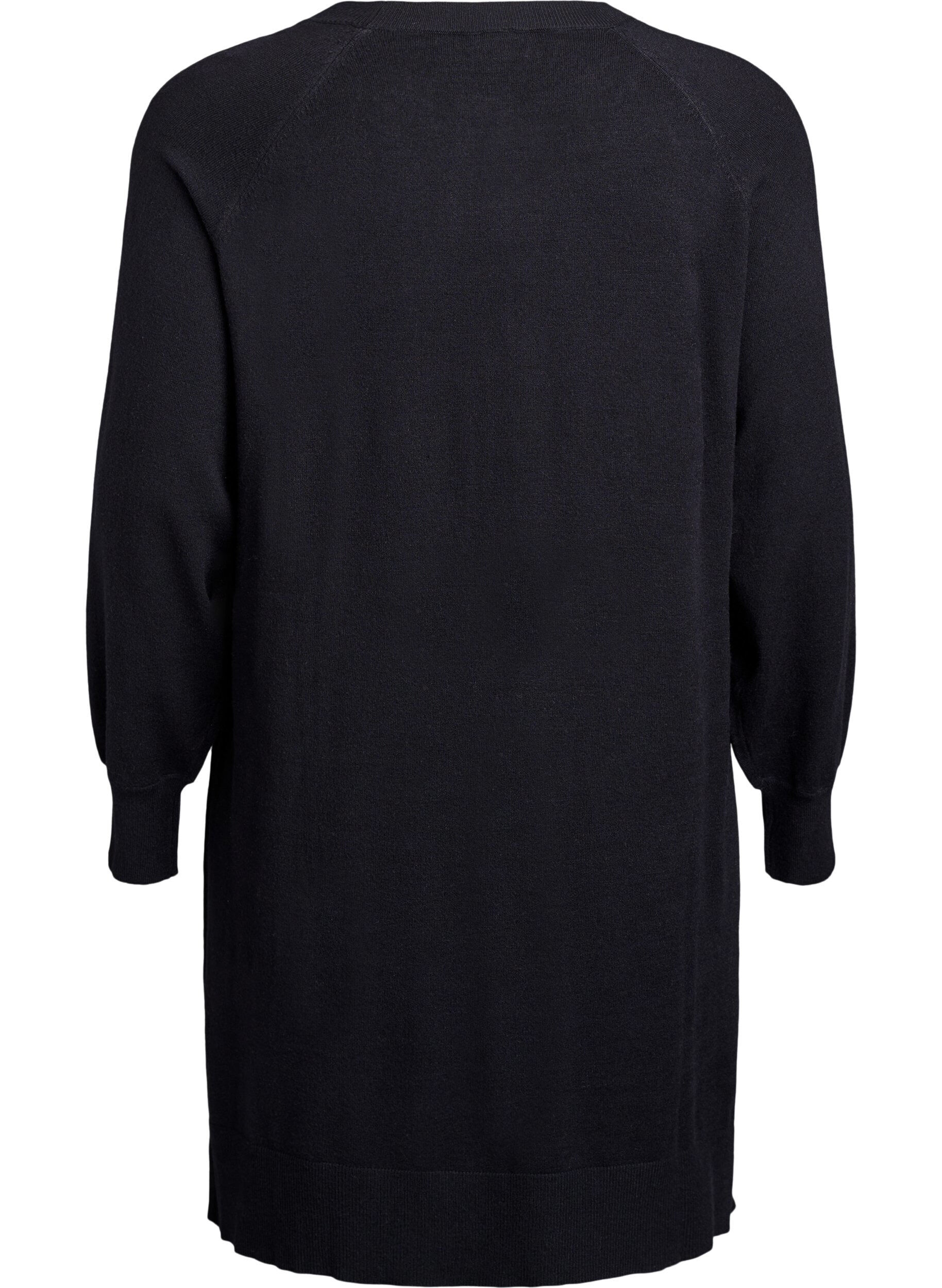 ZizziRobe courte en maille &agrave; manches raglan et couture centrale, Noir, Packshot image number 1