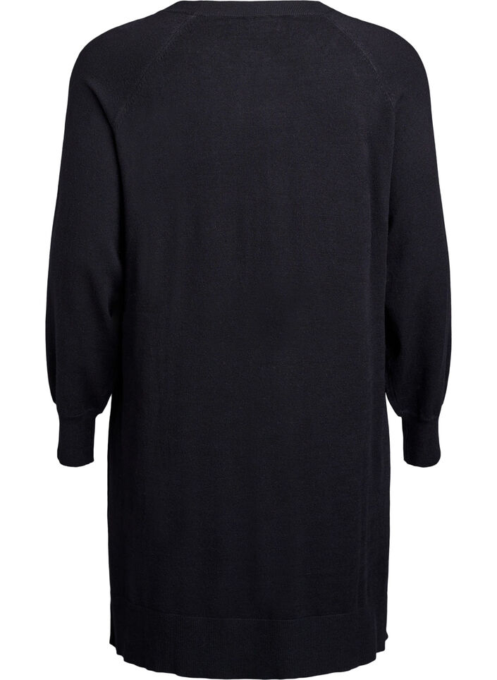 Robe courte en maille &agrave; manches raglan et couture centrale, Noir, Packshot image number 1