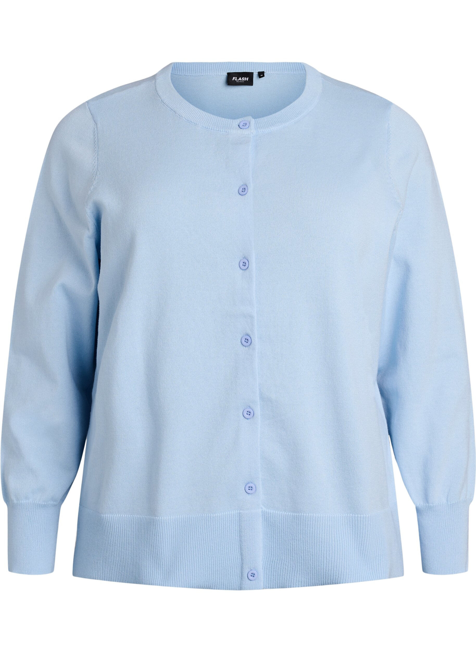ZizziCardigan en maille fine avec col rond, Bleu Clair, Packshot image number 0