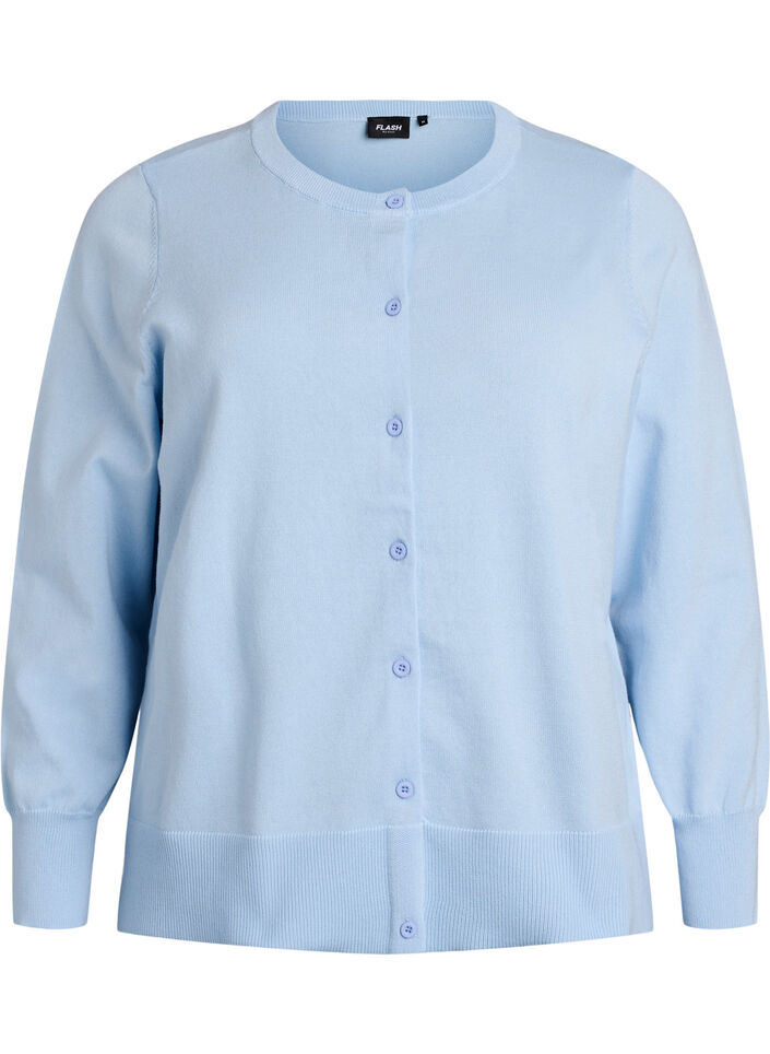 Cardigan en maille fine avec col rond, Bleu Clair, Packshot image number 0