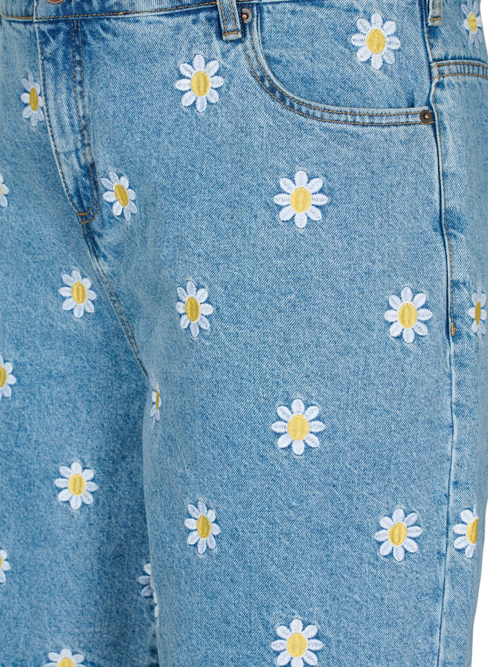 Short Mille à taille haute avec fleurs brodées, Light Blue Flower, Packshot image number 2