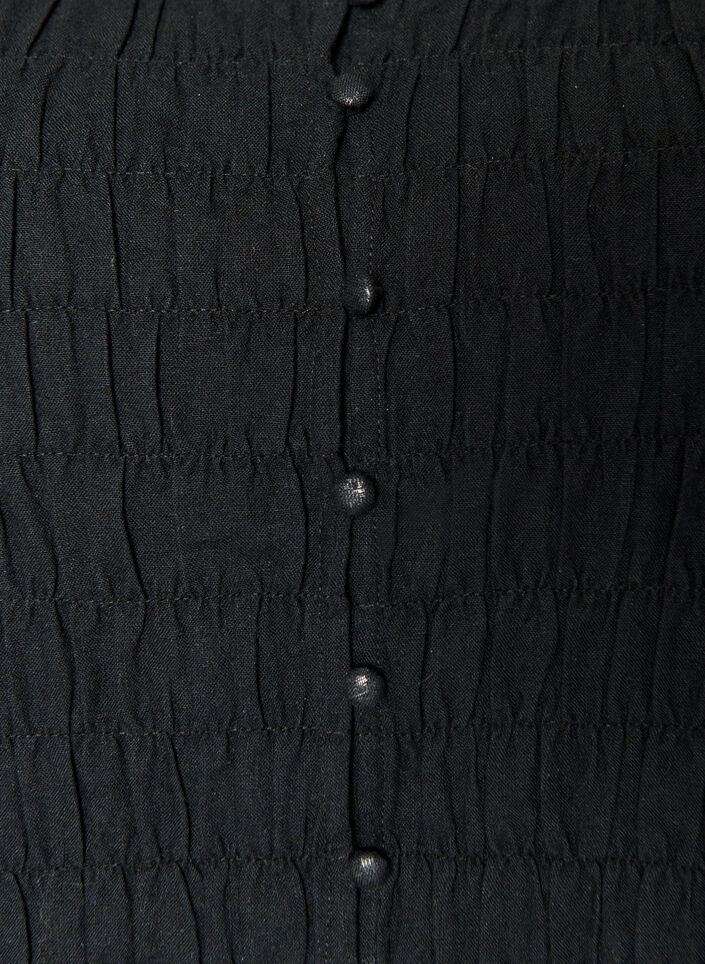Top sans manches en coton et lin avec smocks, Noir, Packshot image number 2