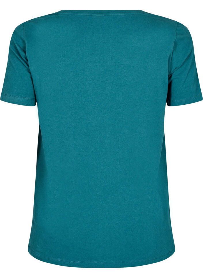 T-shirt basique en coton de couleur unie, Vert foncé, Packshot image number 1