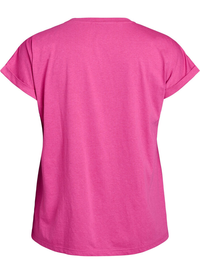 T-shirt &agrave; manches courtes en m&eacute;lange de coton, Rose, Packshot image number 1