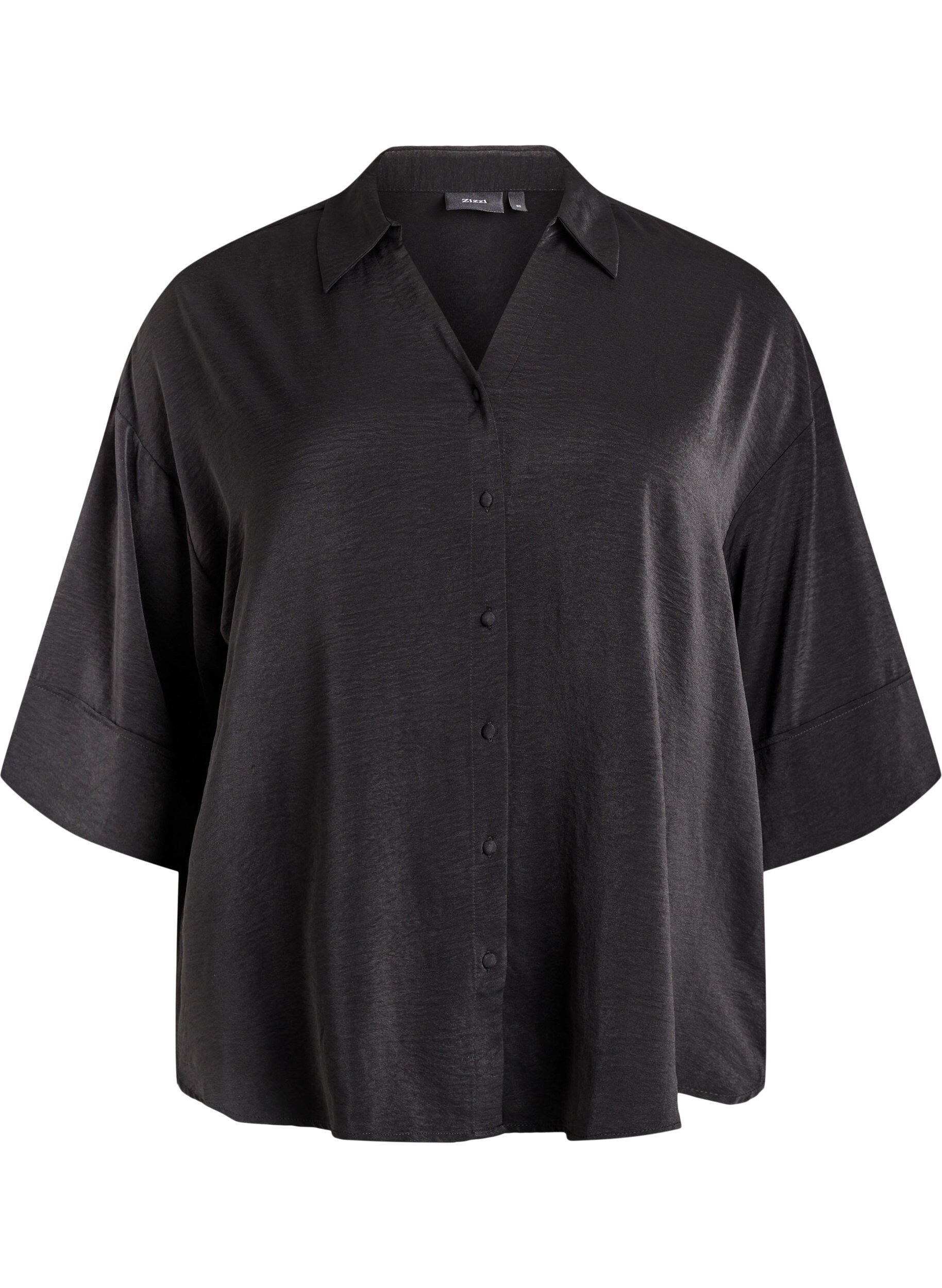 Chemise ample avec col en V et manches 3/4