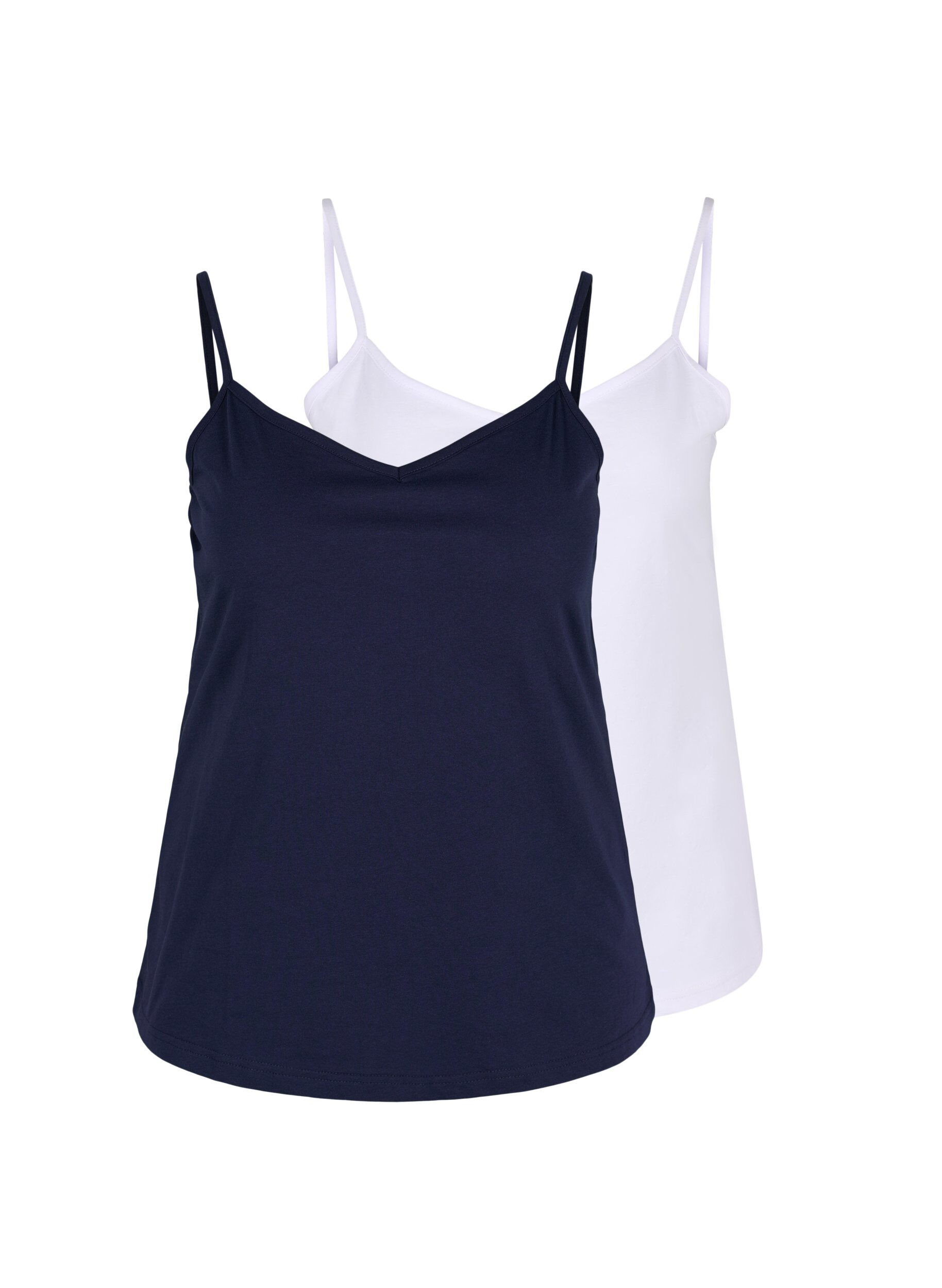 Zizzi Lot de 2 hauts basiques en coton, Navy B/B White, Packshot image number 0