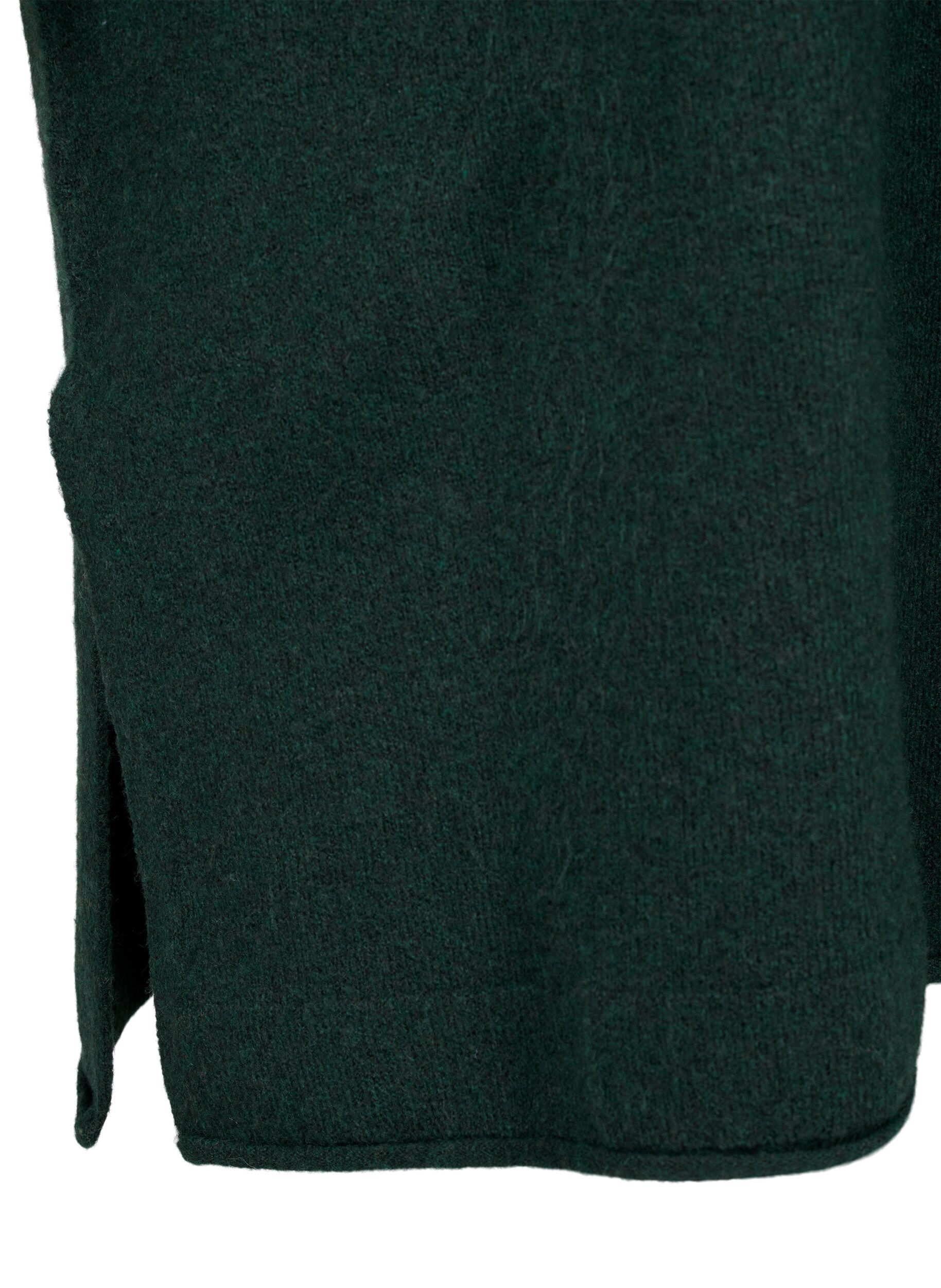 Zizzi Robe en maille &agrave; col rond et fendue, Scarab Mel., Packshot image number 4