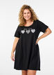 Chemise de nuit &agrave; manches courtes en coton biologique, Noir, Model image number 0