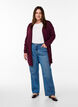 Long cardigan tricot&eacute; en m&eacute;lange de viscose, Bordeaux, Model image number 1