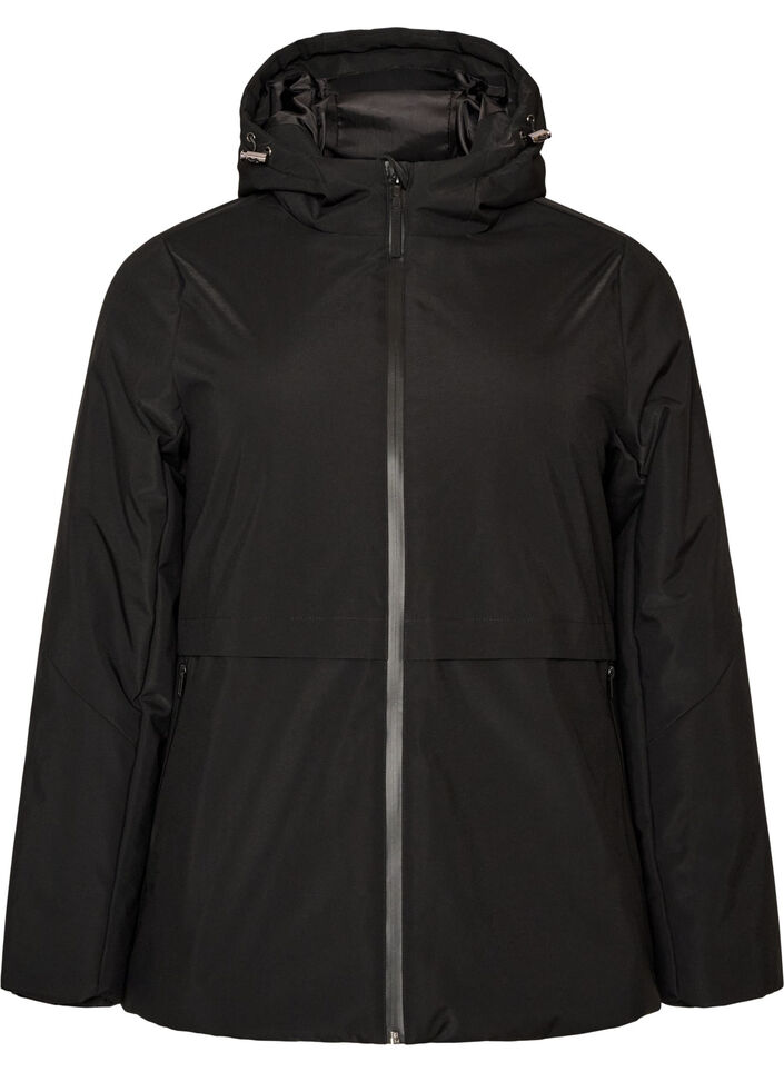 Veste d'hiver avec capuche et taille ajustable, Noir, Packshot image number 0