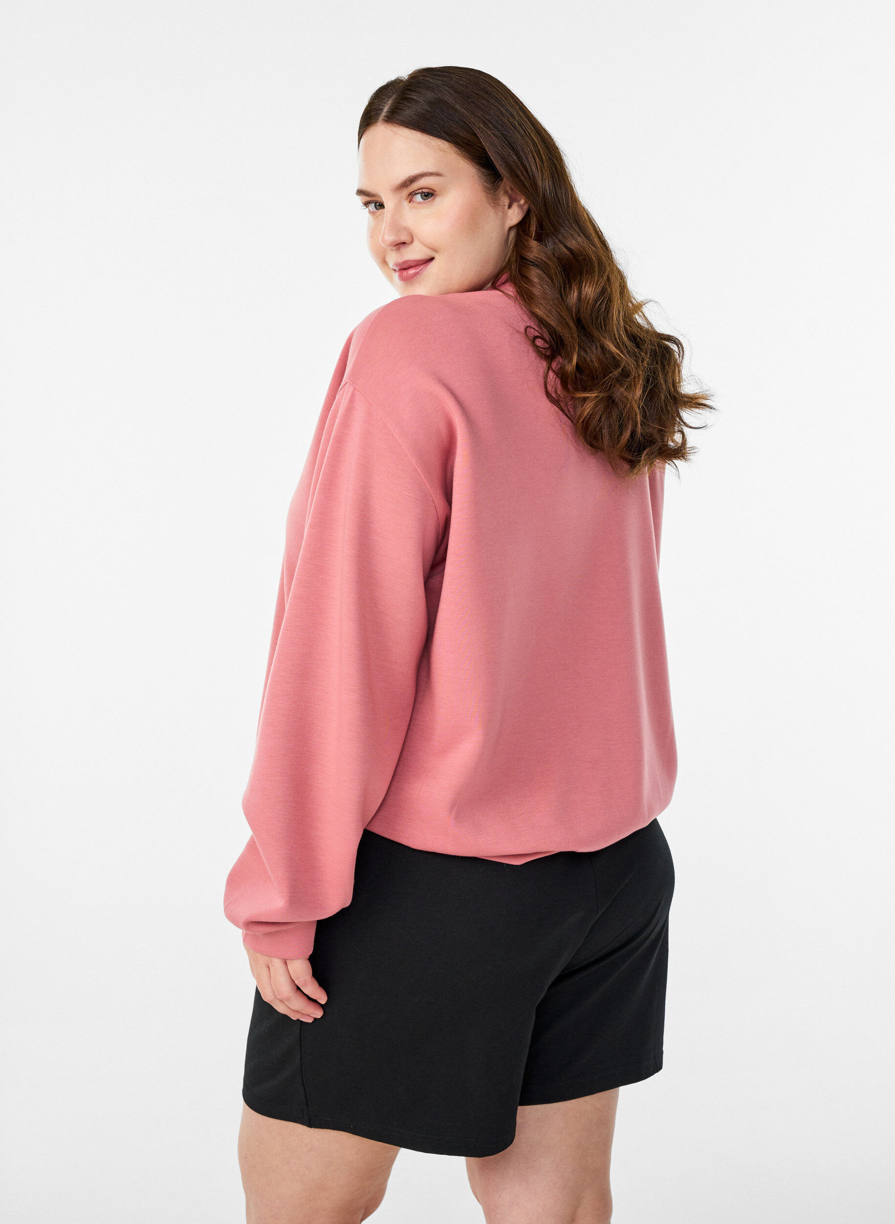 Zizzi Cardigan bomber zipp&eacute;, Rose poudr&eacute;e, Model image number 2